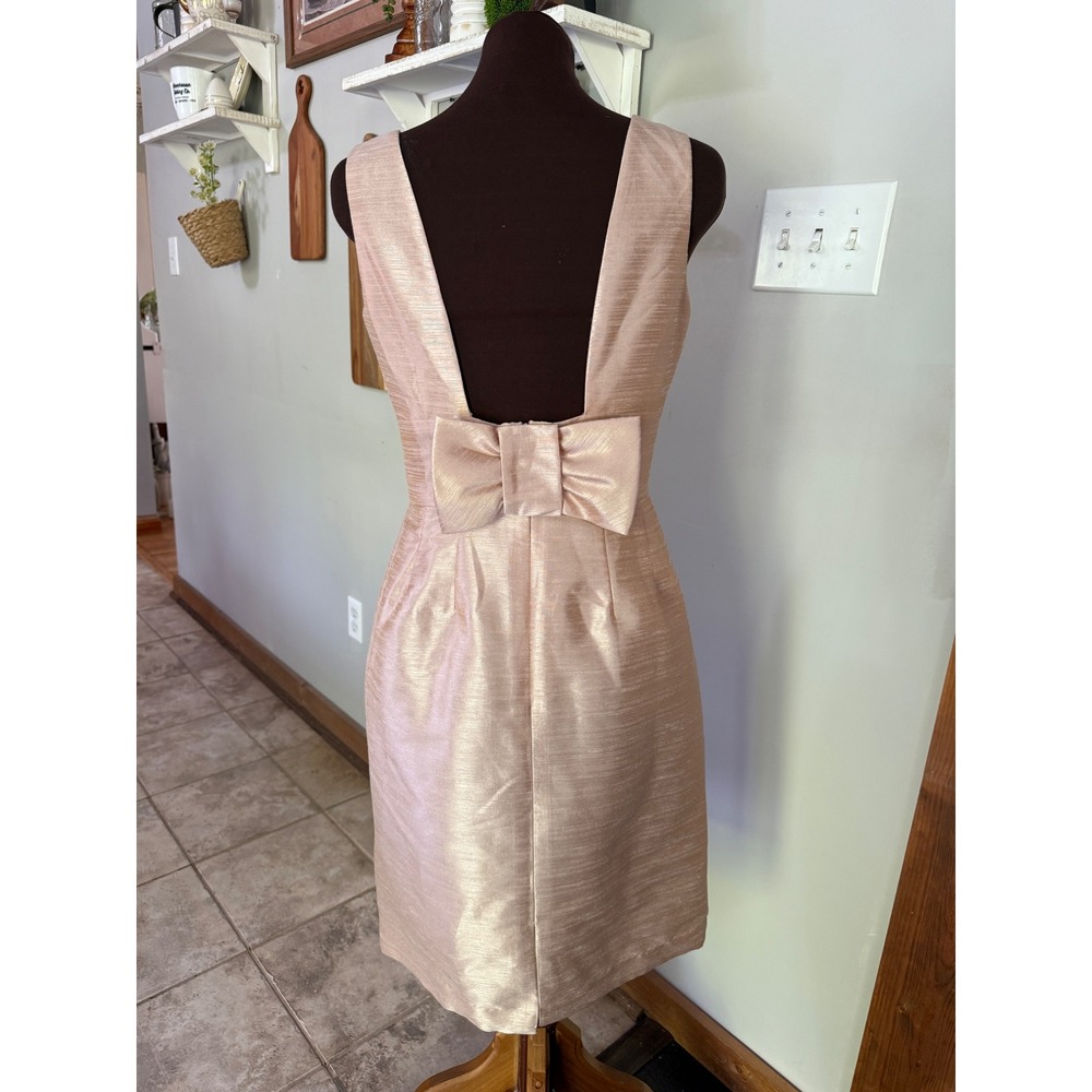 Alfred Sung Pearl Pink Bow Back Dupioni Cocktail Dress D522 Womens 10 event - Picture 4 of 10